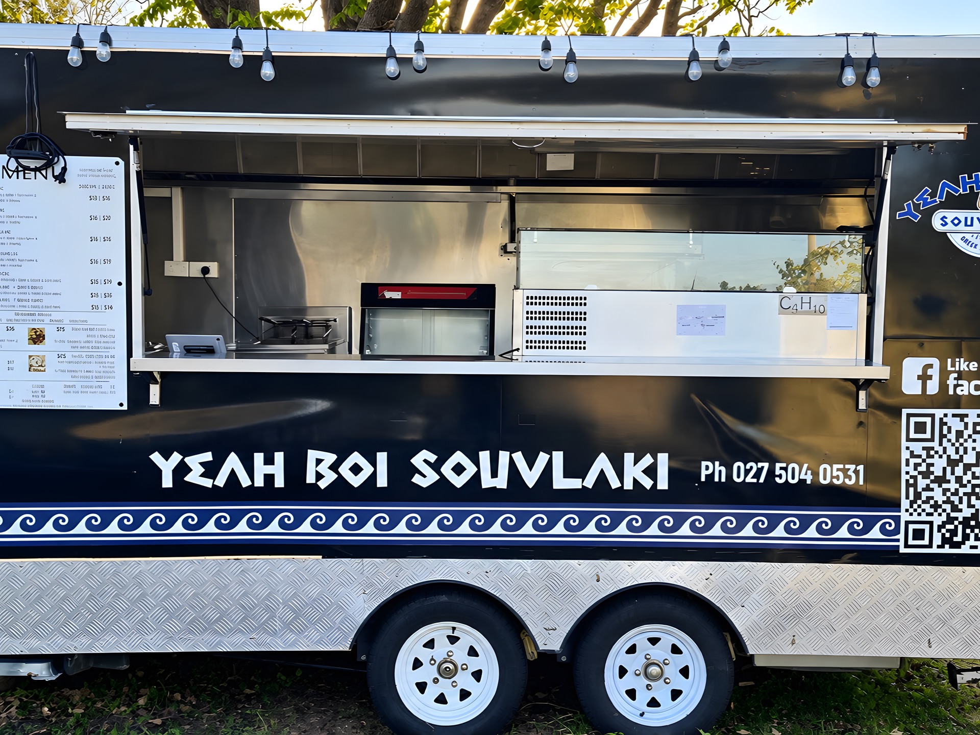Yeah Boi Souvlaki caravan set up for event catering in North Canterbury